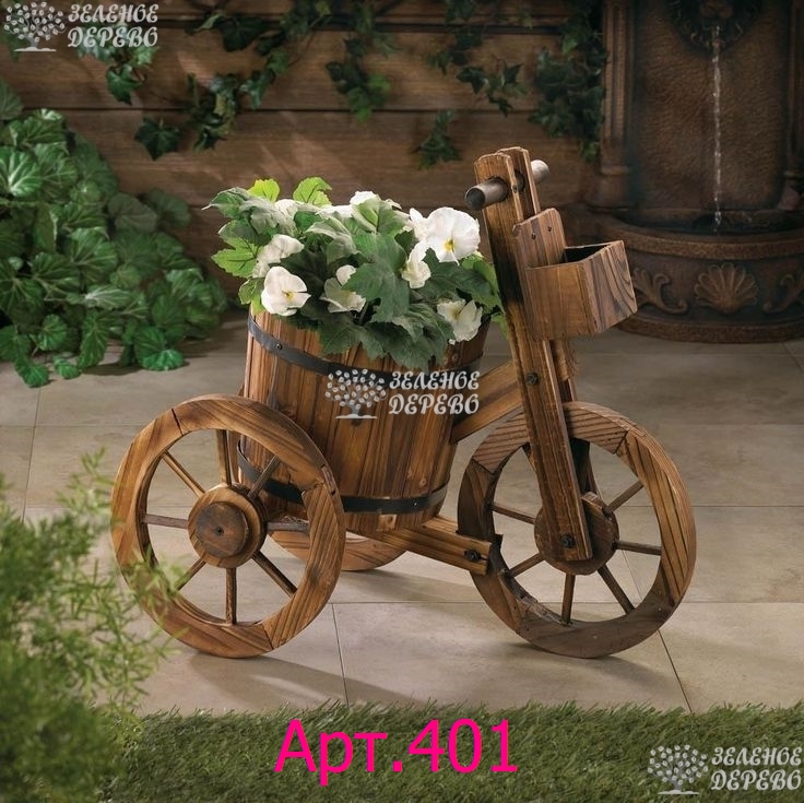 Кашпо деревянное "Велосипед"
