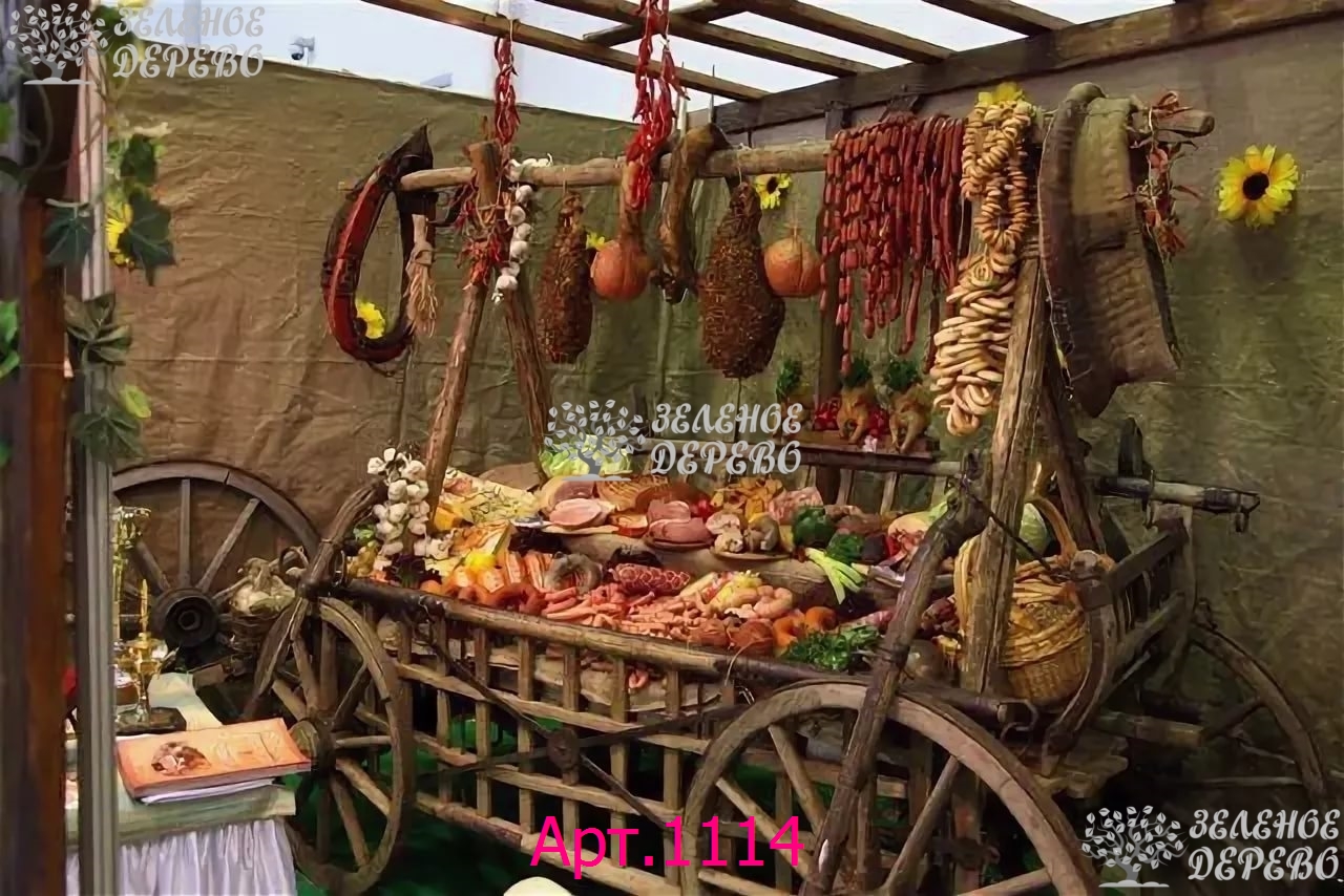 Торговый прилавок  телега под  колбасные и мясные изделия