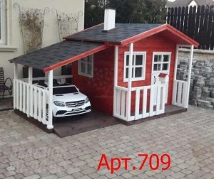 Детский игровой домик с гаражом «Улыбка»