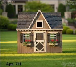 Детский деревянный сдвоенный домик «Чудо»