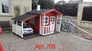 Детский игровой домик с гаражом «Улыбка»